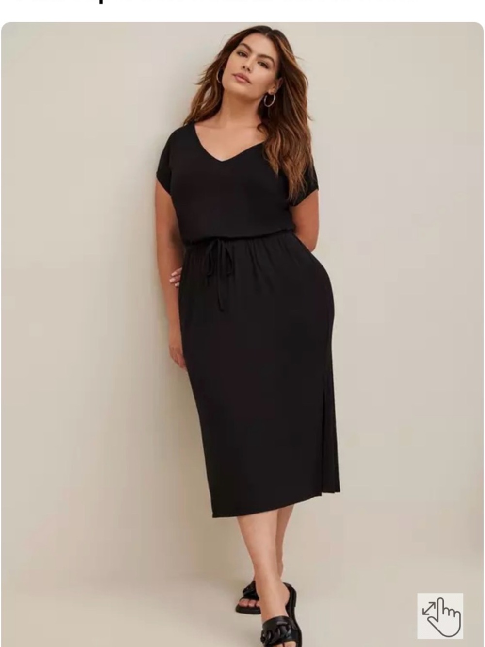 torrid Black V-Neck Drawstring Midi Dress